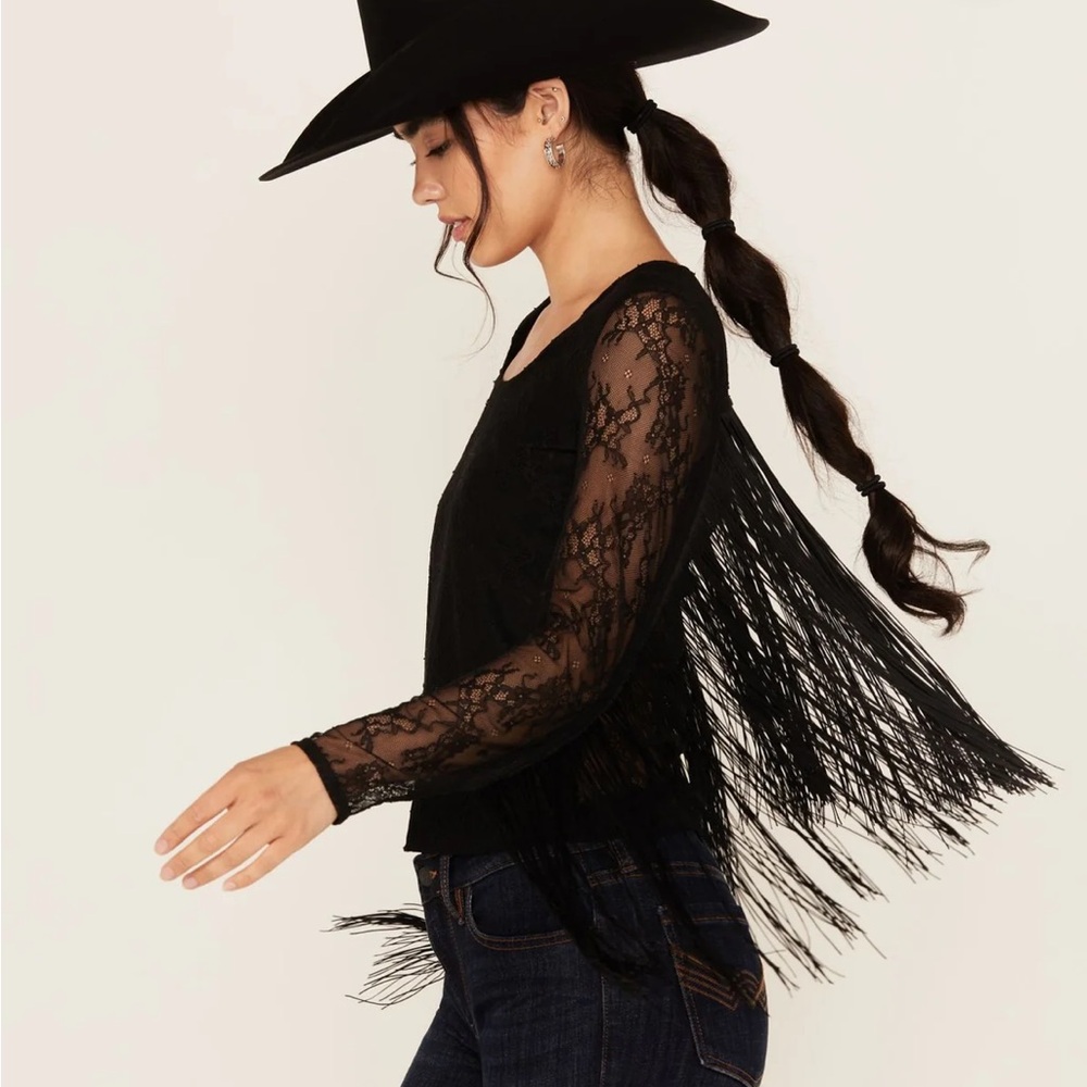 RUSSELLO LACE FRINGE LONG SLEEVE SHIRT idyllwind